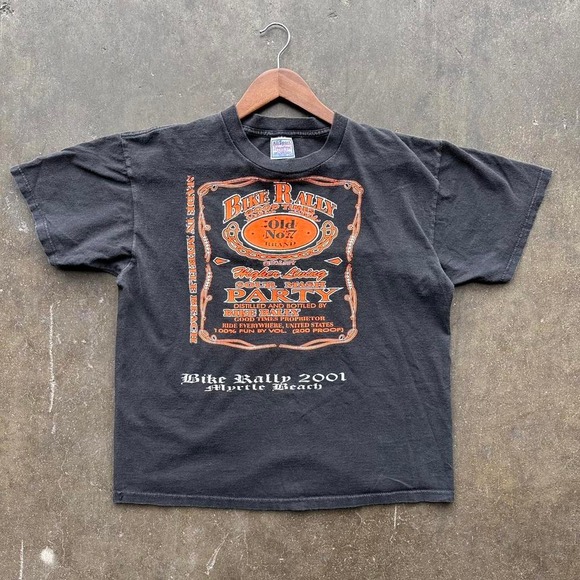Vintage 00s Jack Daniel's Style Motorcycle Comedy Tshirt Size Large - Picture 1 of 5